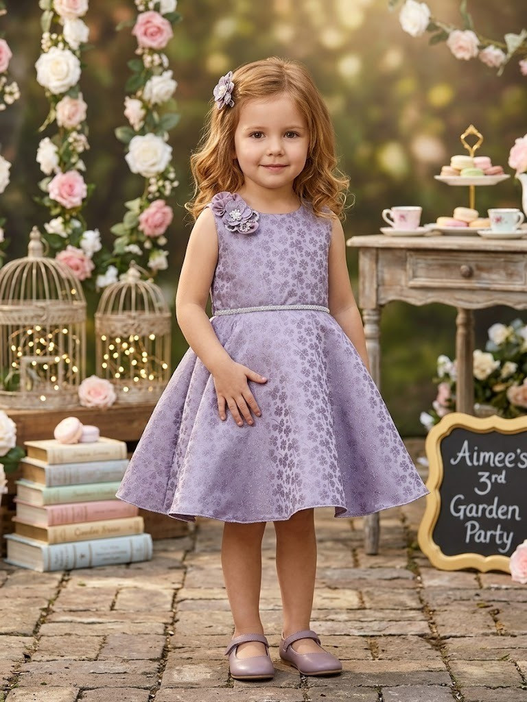 Blabber Jacquard Woven Sleeveless Floral Embroidered & Flower Applique Detailed