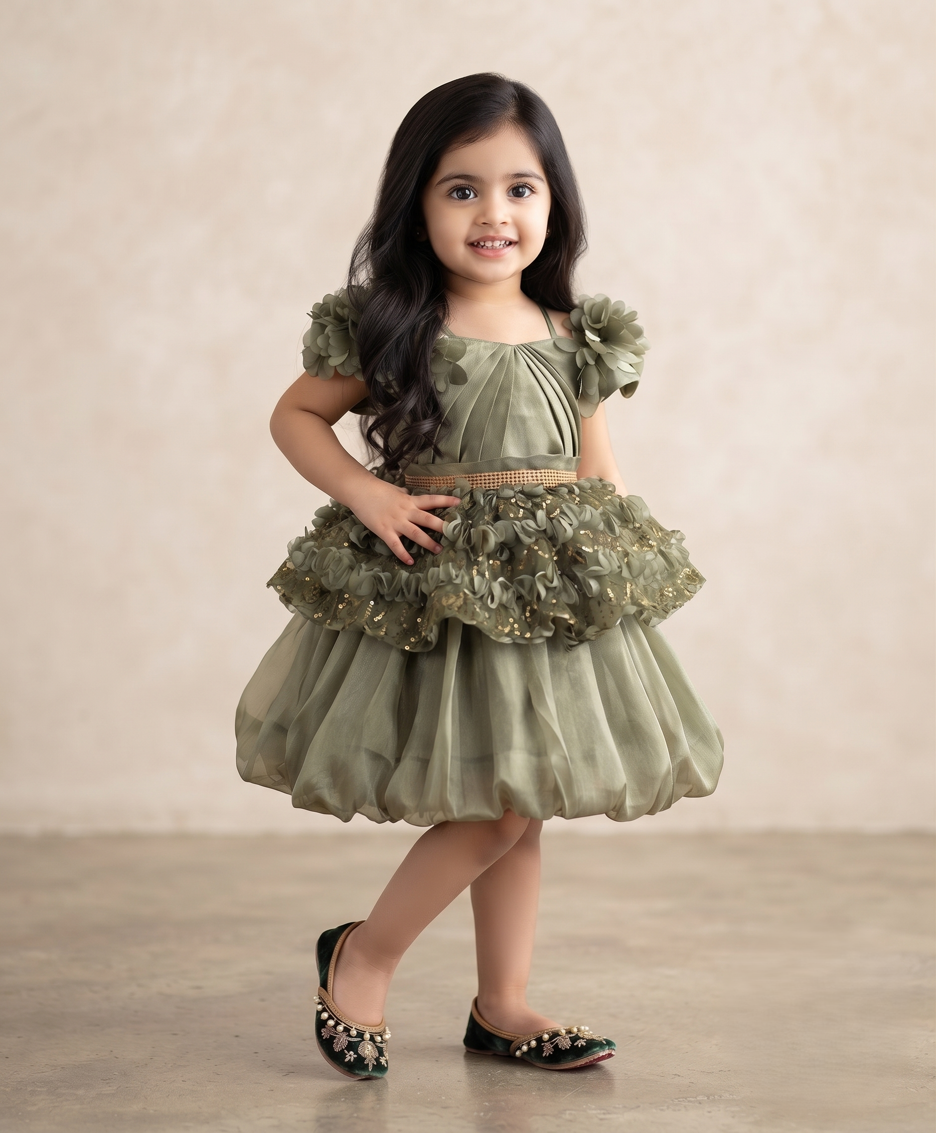 Blabber Party Wear Frock - Green