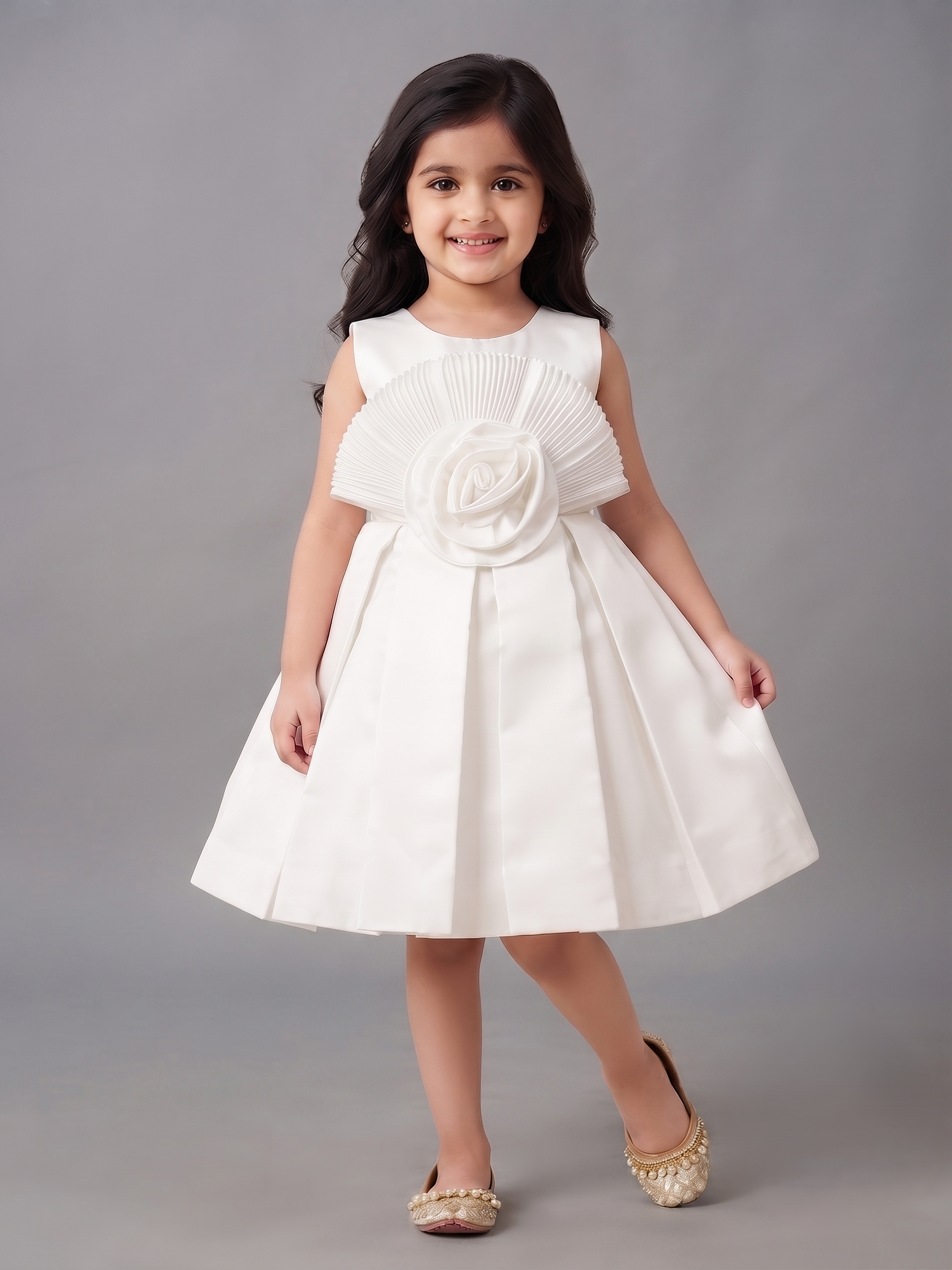 Blabber Sleeveless Floral Applique Detailed Knee Length Dress